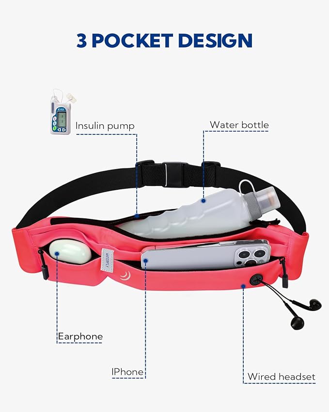 WATERFLY Running Belt Fanny Pack:Phone Holder Belt for Men Women | Lightweight, Soft and breathable fabric,SBS zipper, adjustable waist belt, Zero bounce, Suitable for running workout Fitness - Image 3