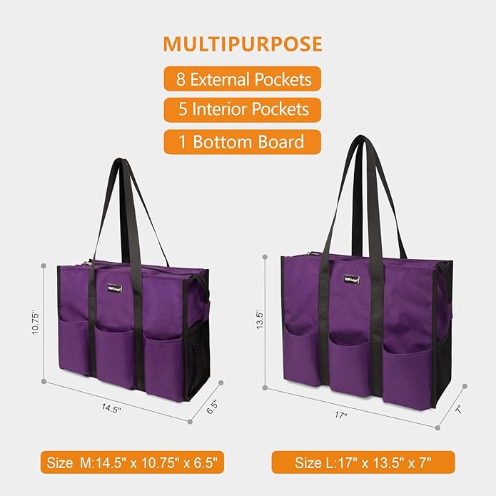 TOPDesign Utility Water Resistant Tote Bag with 13 Pockets, Top Zipper Closure & Thick Bottom Support, for Working Women - Image 2