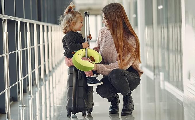 Memory Foam Kids Travel Neck Pillow for Ages 9+, Removable Cover, Avocado | Machine washable, 17 in neck size for teens and adults, 360-degree head and chin support, car and airplane use - Image 2