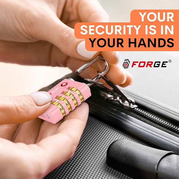 Forge Dual-Opening: Key or Combination Access Lock, TSA Approved Locks for Luggage, Pelican case, Travel, Gym, School, Stainless Steel Shackle. (Pink, 2 Pk) - Image 8