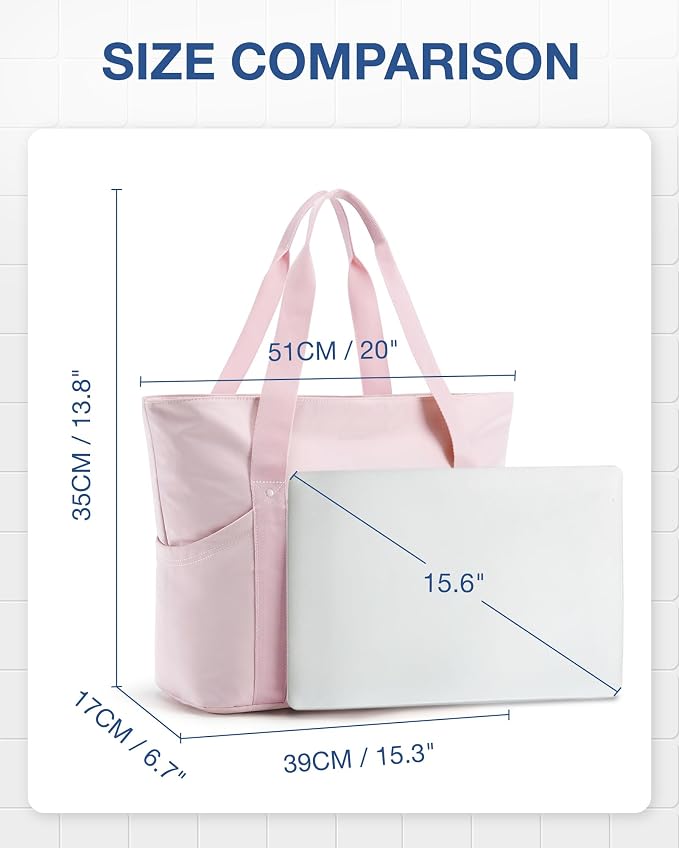 BAGSMART Foldable Tote Bag with Drawstring Bag, Tote Bag Shoulder Bag Top Handle Handbag for Travel, Work, Beach, Gym - Image 5