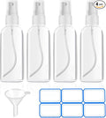 DTDNZKN 4 Pack 1 Oz (30ml) Mini Spray Bottles Clear Travel Size | Fine Mist Empty Spritzer Bottles Leak Proof with Funnels and Labels by DTDNZKN