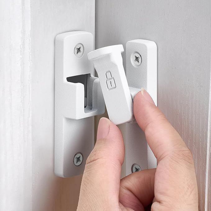 Matte White 90 Degree Barn Door Lock ，Right Angle Door Lock Latch | Zinc Alloy Flip Gate Latches,for bedroom,garage,balcony,barn,sliding door,bathroom,window,cabinet,drawer,pet enclosures - Image 3
