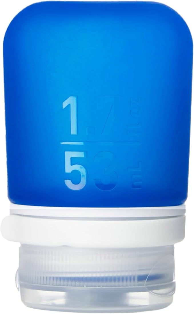 humangear GoToob+ (Small) | Refillable Silicone Travel Bottle | Locking Lid | Food-Safe Material | Dark Blue, Small (1.7 fl.oz; 53ml) | Refillable & Leak-Proof Silicone Travel Size Bottles with Locking Cap for Toiletries, Camping & TSA Carry-On by humangear