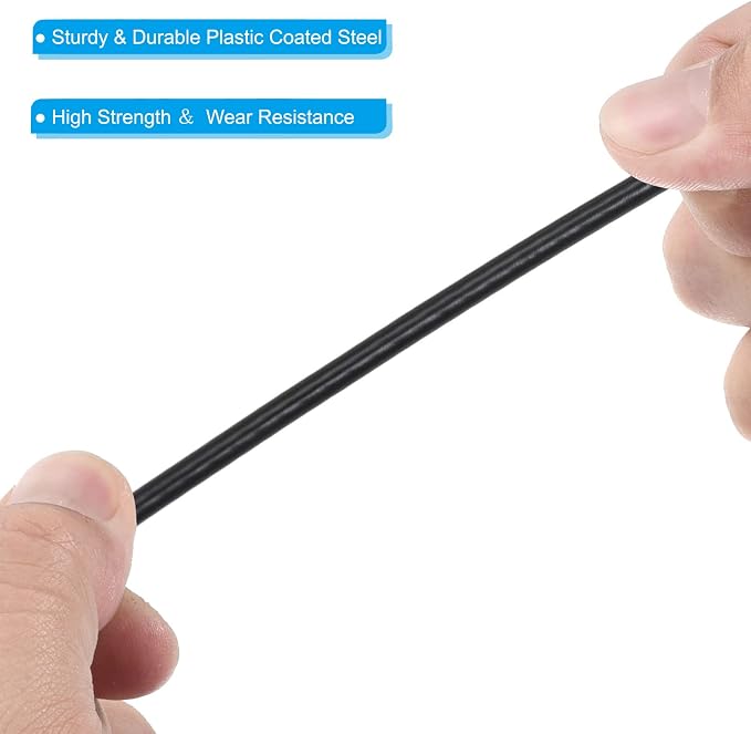PATIKIL 2Ft Safety Cable Lock, 10 Pack Stainless Steel 2mm Dia Security Wire Rope with Double Loop for Stage Lighting Luggage Lock Black - Image 4
