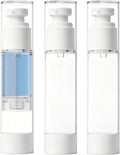 Clear Airless Pump Bottles, Vacuum Travel Cosmetic Containers | 1.7OZ/50ML 3Pack Lotion Dispenser Pump Bottles; For Cream, Foundation & Skincare Cosmetics; With Labels & Wooden Sticks by GIVITASOT