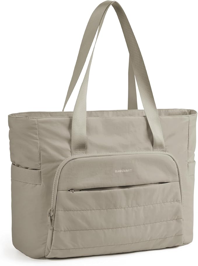 BAGSMART Tote Bag for Women, Lightweight Tote Bag with Yoga Mat Strap | Quilted Handbag for Daily, Work, Gym by BAGSMART