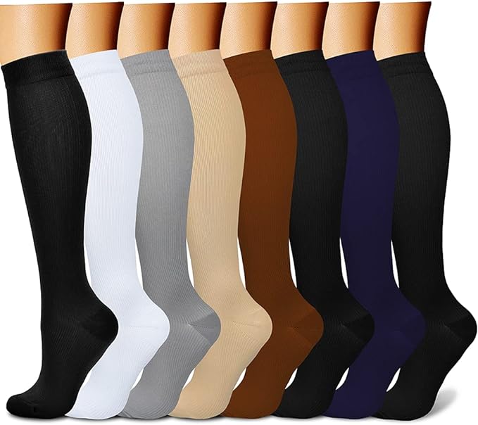 CHARMKING Compression Socks for Women & Men Circulation (8 Pairs) 15-20 mmHg Best Calf Socks Support for Athletic Cycling by CHARMKING
