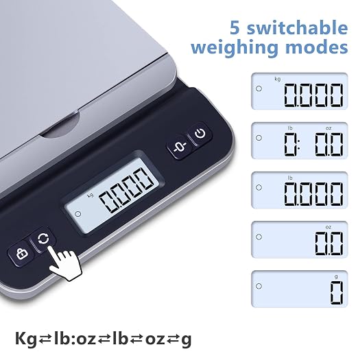 QP Shipping Scale, 86lb/0.1oz High Accuracy Digital Postal Scale for Packages, Hold/Tare Function, Backlit LCD Display, Flip-up Holder, Postage Scale, Mail Scale, Battery & Tape Measure Included - Image 5