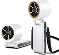 CAZOKASI Rechargeable Strong Wind Handheld Fan With Ambient Lighting 4 IN1 5000mAh Upto 22H For Desktop Waist Clip Neck (StrongWind/White) by CAZOKASI