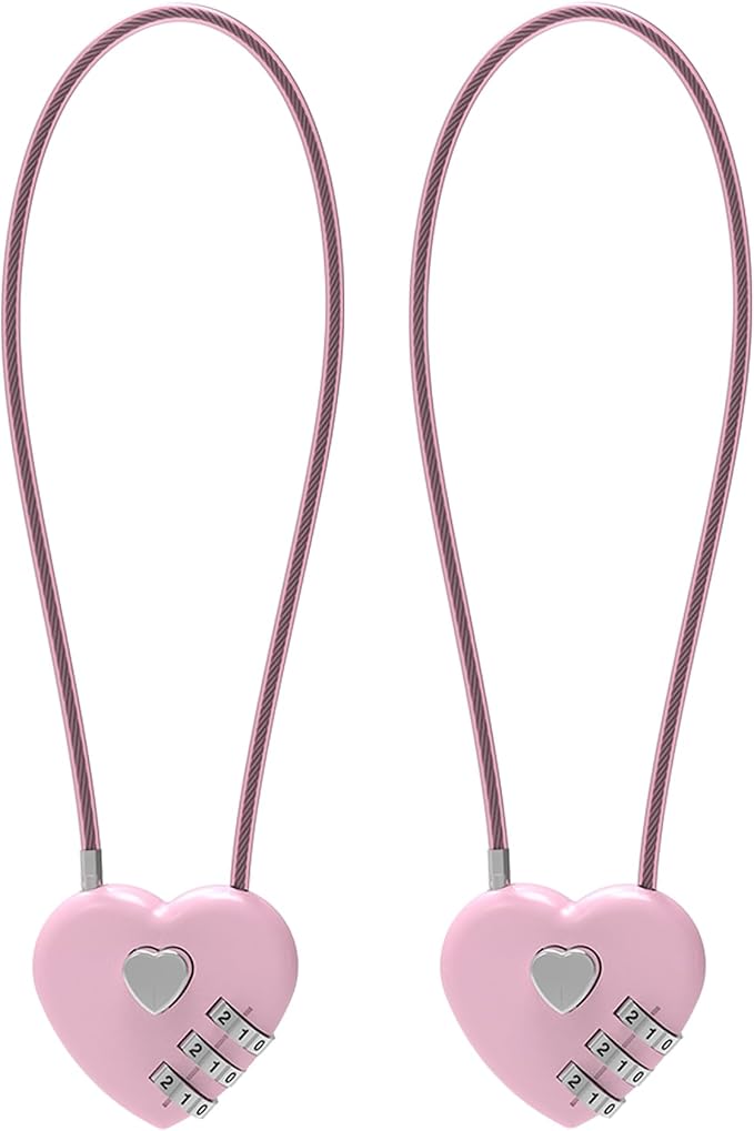 Small Cable Lock with Combination, Combo Lock with Code, Pink Cable Padlock for Luggage, Cabinet, Closet, French Fridge Door, Stroller, Bike Helmet, Pet Cage, Pool Gate, Outdoor Fence by SpecializeinCombinationLock