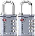 SURE LOCK TSA Accepted 4 Dig Heavy Duty Big Combination Luggage Padlock All Metal Travel Lock for Equipment Hard Case Luggage Gun Case Gym Locker Pelican Vault Lock(2, Silver) by Hopeyoucanstaysafe