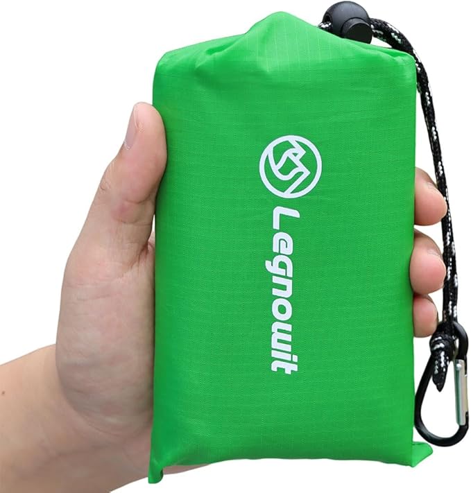 Pocket Blanket, Compact Blanket for Picnic, Beach, Festival | Sandproof, Waterproof, Stakes & Carabiner Included, Packable Lightweight Tarp for Camping, Hiking, Backpacking, Travel by Legowitoutdoor