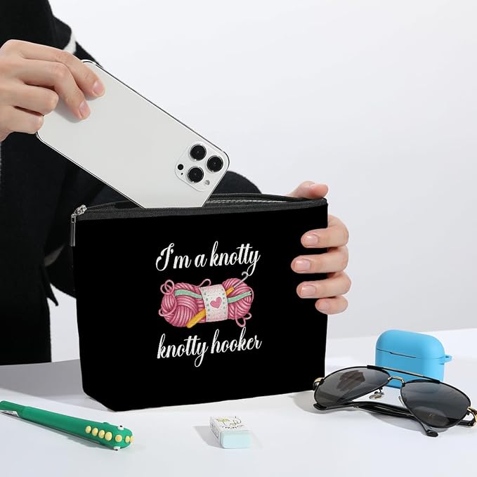 ZHAMEN 2Pcs Funny Crochet Knitting Makeup Bag Travel Essentials Organizer Cosmetic Bags - Image 5