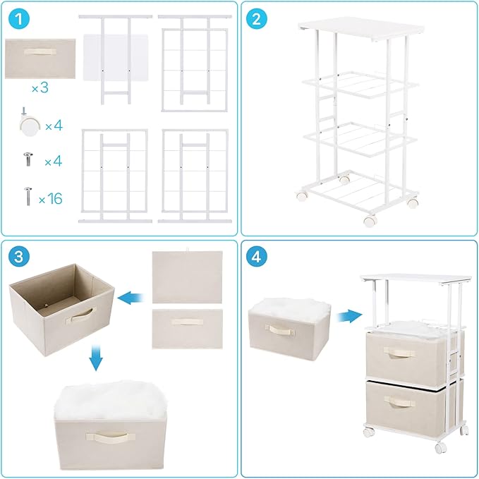 MAX Houser Dresser Tower with 3 Drawers for Bedroom, Fabric Storage Organizer Unit, Chest of Drawers with with WoodTop, Small Vertical Storage for Guest Room, Closet, Entryway(Beige) - Image 4