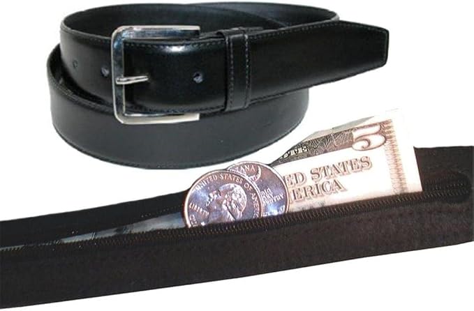 Men's Leather Money Belt Size 36 - Black by LeatherbossCollection
