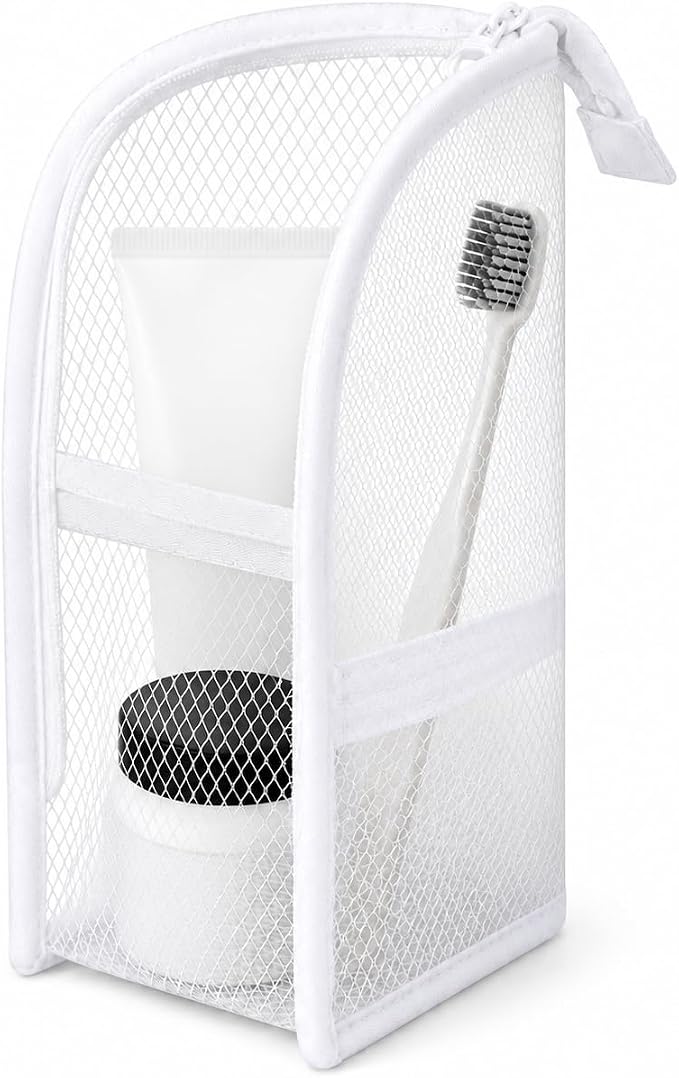 Standing Toiletry Bag for Travel & Gym – Lightweight Waterproof Travel Makeup Bag Organizer, Self-Standing Portable Toiletry Pouch for Weekend Trips Business Daily Use,White by Unknown