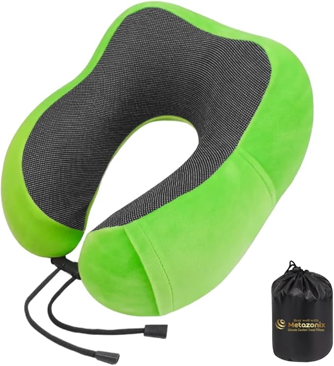 Travel Pillows for Airplane - Neck Pillow Airplane and Car Use - Soft Comfortable Memory Foam Travel Neck Pillow - Travel Essentials for Women and Men (Fruit Green) by VorgatoLuxury