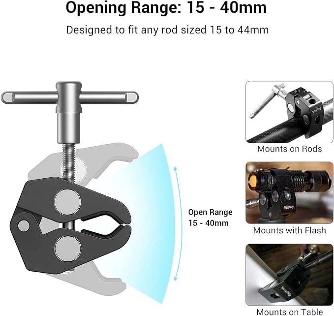 SMALLRIG Super Clamp w/ 1/4" and 3/8" Thread and 5.8 Inches Adjustable Friction Power Articulating Magic Arm with 1/4" Thread Screw for LCD Monitor/LED Lights - KBUM2730 | Adjustable Friction Power Articulating Magic Arm with 1/4" Thread Screw for LCD ... - Image 5