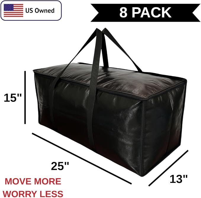 BAG-THAT! 8 - Pack Heavy Duty Large Moving Bags, with Strong Zipper and Comfortable Handles Durable & Sturdy Clothes packing Storage Bags Totes Bins Packing Moving Boxes College Supplies for moving. - Image 3