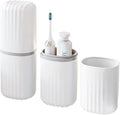 Topavatop Toothbrush Travel Case, 2 in 1 Toothbrush Holder and Rinse Cup, Large Capacity Toothbrush Cup with Cover, Portable Travel Toothbrush Holder for Traveling, Camping, Trip - 1Pcs - White by Topavatop