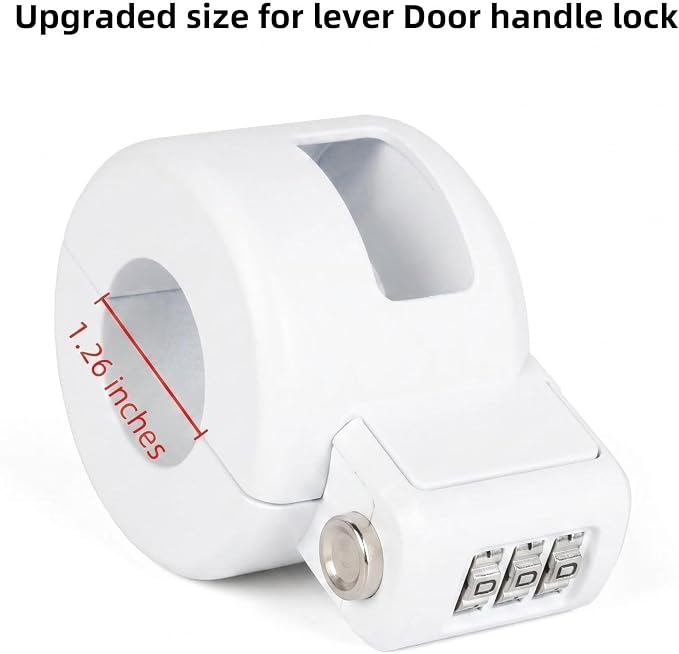 Keyed Door Handle Lockout Device Cover with Code to Disable Access to Keyhole Combination Lock for Bedroom from Outside Only Fits Handle Lock with Long Connecting Shaft (1, White) - Image 2
