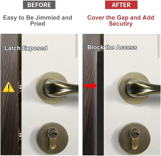 L-Shaped Door Latch Guard Plates 11", Outward Opening Door Shield | Latch Protector to Cover Access to Mortise/Deadbolt Lock Latch, Matte Black, 2 Pack - Image 2