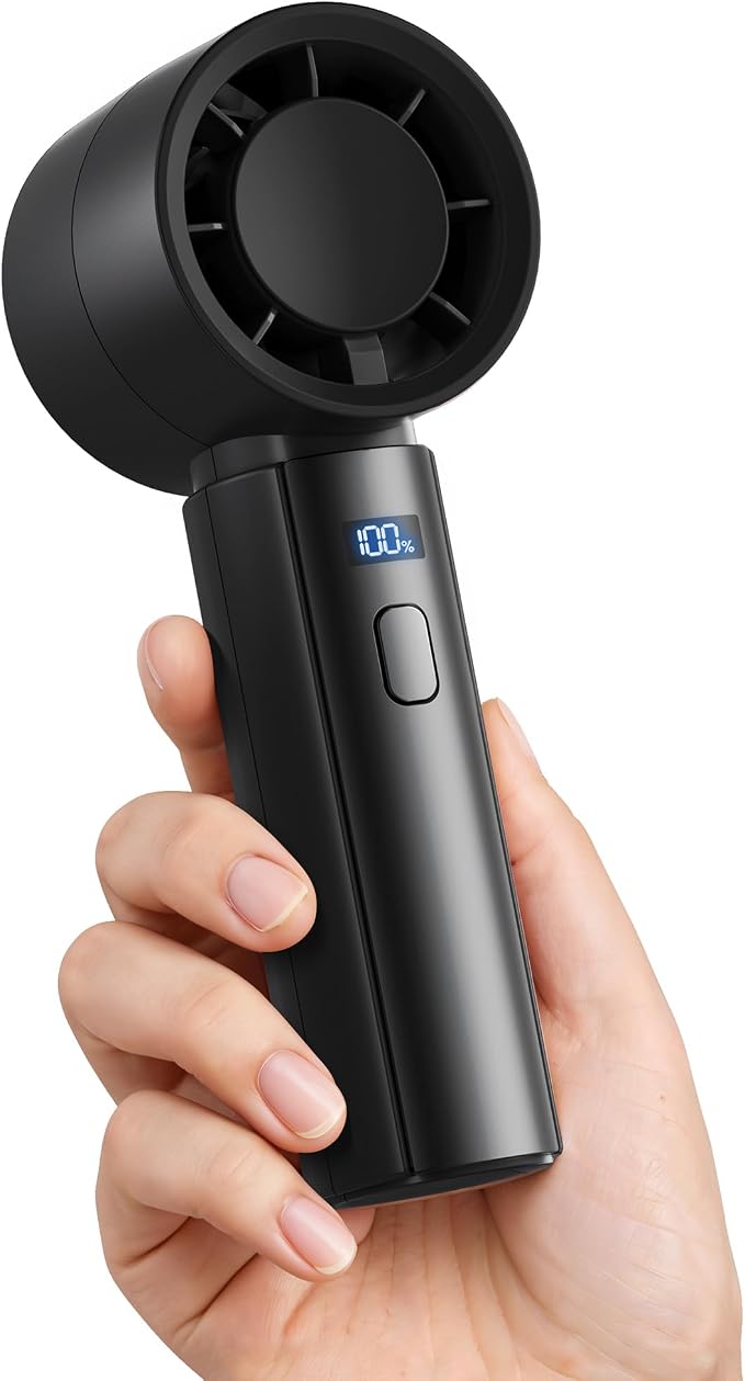Gaiatop Small Handheld Personal Fan, Powerful High Speed Turbo Cooling | USB Rechargeable Mini Portable Fan for Travel, Outdoor Essentials, Summer Gifts for Women Girls, Black by GAIATOP