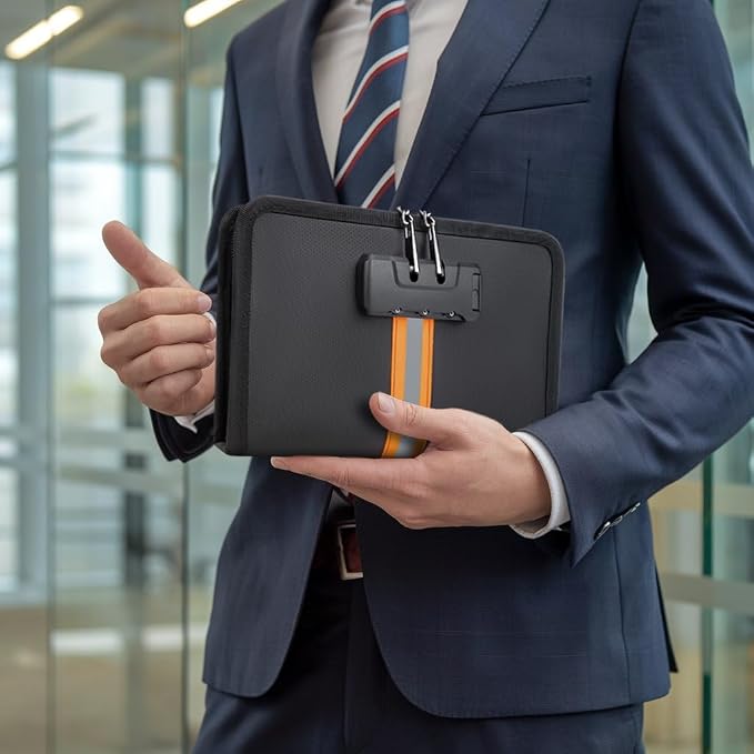 Fireproof Money Bag,Money Bag with Lock and Zipper,Safe Fireproof Waterproof,Suitable for Cash, Mobile Phones, Keys, Credit Cards - Image 6