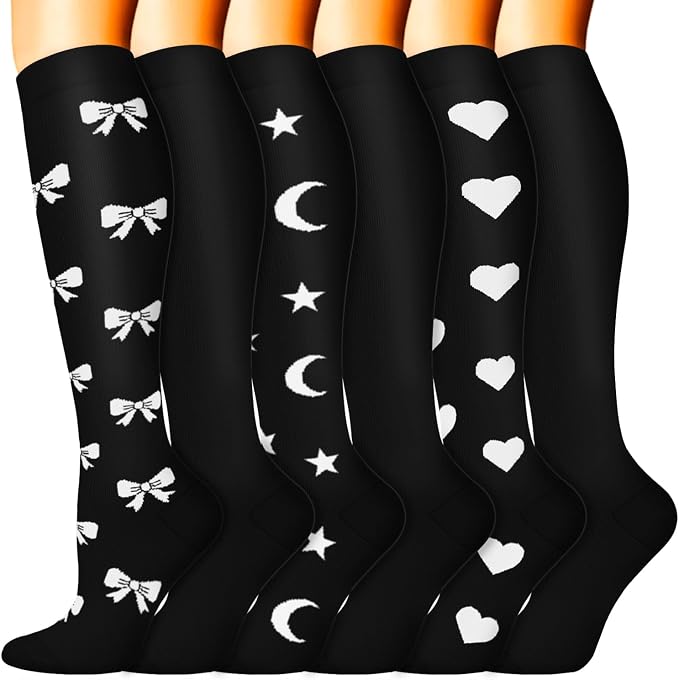 Sooverki Compression Socks for Women & Men 6 Pairs is Best Supportive Knee High Stockings for Circulation, Travel, Nurses by Sooverki