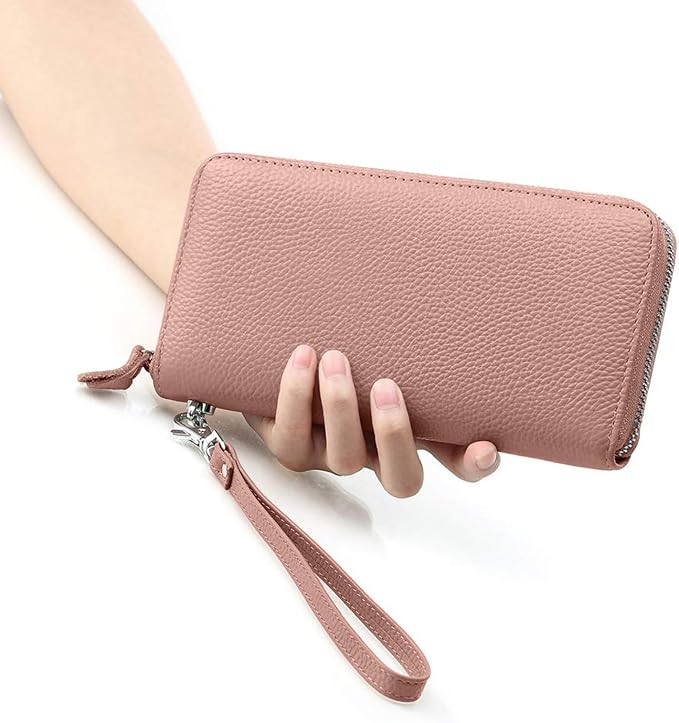 Moflycom Womens Wallet RFID Blocking Genuine Leather Zip Around Wallet Clutch Wristlet Travel Long Purse for Women - Image 5