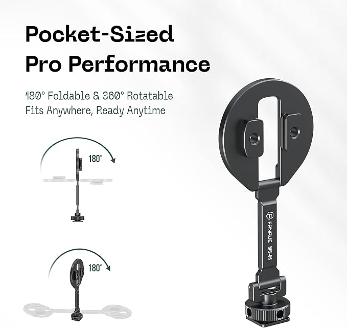 FANAUE Magnetic Phone Tripod Mount with Cold Shoe Mount, Adjustable Rotatable Phone Holder Adapter for iPhone 17/16/15/14/13 Serie, Camera Monitoring, Tripods - Image 3