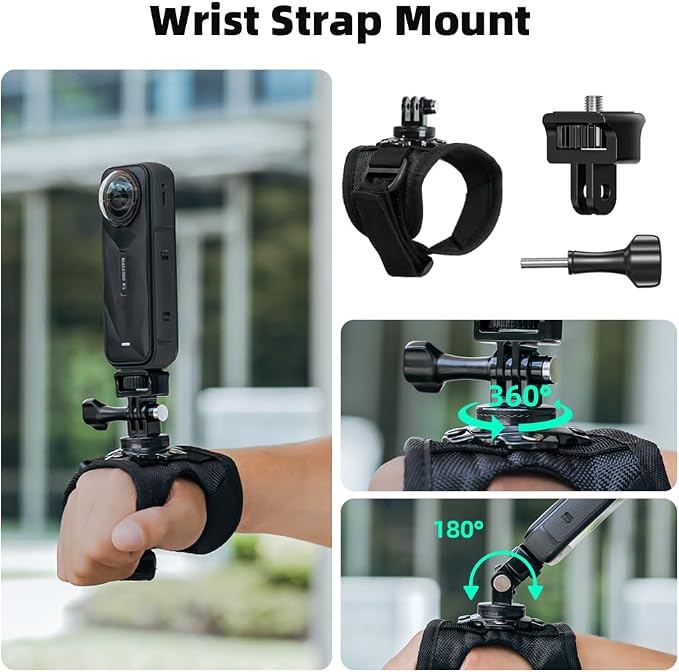 Accessories Kit for Insta 360 X5 Head Strap Mount + Chest Mount Harness + Backpack Clip Holder + 3Rotating Wrist Strap Compatible for Other Action Camera - Image 5