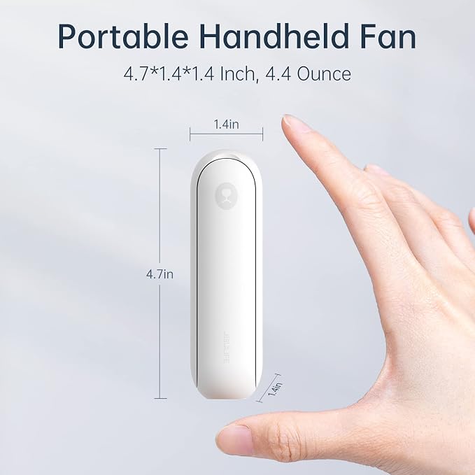 JISULIFE Portable Handheld Fan, 3 In 1-Fan, Power Bank, Flashlight, White | Mini Cooling Essential for Outdoor, Small, On-the-Go Pocket Hand Design, 19 Hours, Auto Shut-Off Safety Soft Blade - Image 5