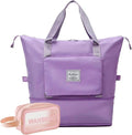 Large Capacity Travel Bag, Foldable Travel Bag, Expandable Duffel Bag, Collapsible Waterproof Large Capacity Handbag, Overnight Bags for Women and Man(Light Purple+Toiletry Bag) by DOJUNS