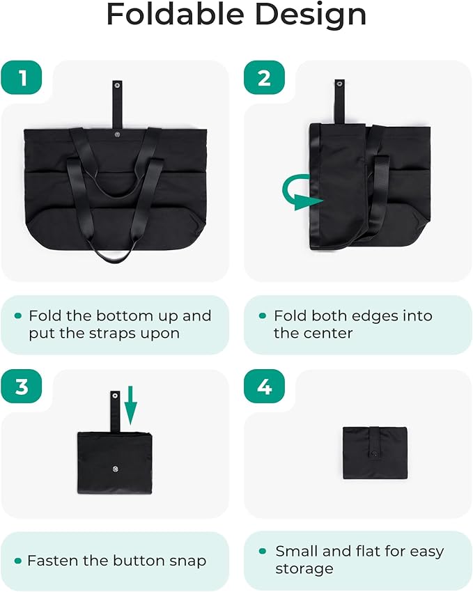 BAGSMART Tote Bag for Women, Foldable Tote Bag With Zipper Travel Shoulder Bag Handbag for Work - Image 4