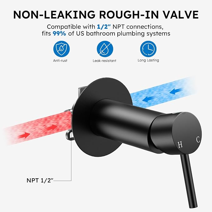 Arofa Built-in Hot and Cold Bidet Sprayer, Warm Water Bidet, Matte Black | Wall-Mounted Design, Dual Control Modes, Leak-Free Bidet Hose, Feminine/Baby/Pet Wash, Cloth Clean & Rinse, Stainless Steel - Image 3