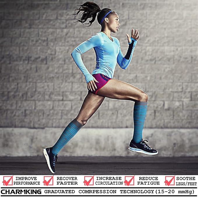 CHARMKING Compression Socks for Women & Men Circulation (3 Pairs) 15-20 mmHg is Best Support for Athletic Running Cycling - Image 2