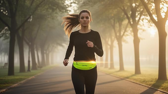 Gox Running Belt Fanny Pack, Slim Waist Pack for Phone Holder, Waterproof Athletic Pouch for Men Women Running Gym Hiking, Small Cross Body Sling Bag with Reflective (green) - Image 8