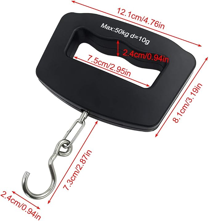 AFUNTA 50Kg 10g Luggage Weight Scale, LCD Luggage Scale Travel Digital, Fish Scale, Home Electronic Portable Hanging Weight Hook Travel Luggage Scale - Image 2