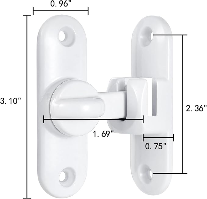 3 Packs White 90/180 Degree Barn Door Latches,Flip Gate Lock | Zinc Alloy Flip Gate Latches,Right Angle Door Lock,for bedroom,garage,sliding door,window,cabinet,drawer,pet enclosures - Image 2