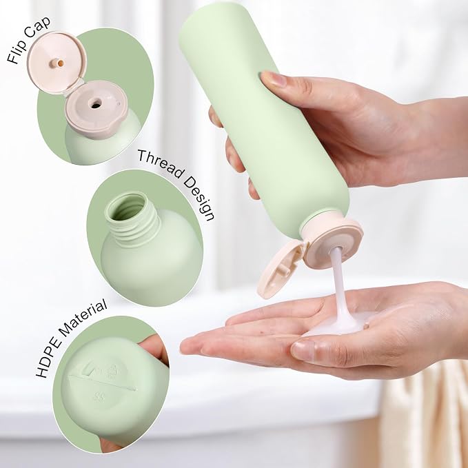 8.8oz Travel Essentials Shampoo Bottles for Toiletries,Empty Plastic Squeeze Bottles with Flip Cap for Tavel Size Shampoo and Conditioner (3 pack, green) - Image 4