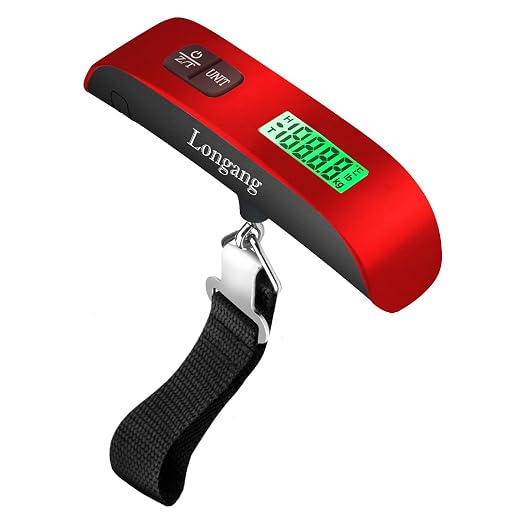 Digital Hanging Luggage Scale with Backlit for Travel, Portable Handheld Suitcase Weight Scale with Hook, 110 Pounds, Battery Included by Longang