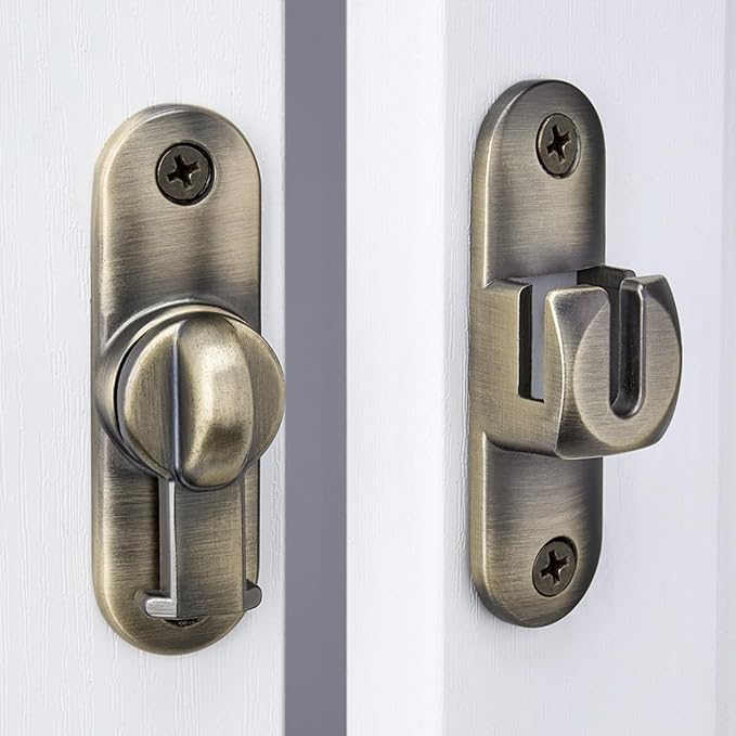 2 Packs Bronze 90/180 Degree Barn Door Latches,Flip Gate Lock | Zinc Alloy Flip Gate Latches,Right Angle Door Lock,for bedroom,garage,sliding door,window,cabinet,drawer,pet enclosures - Image 6