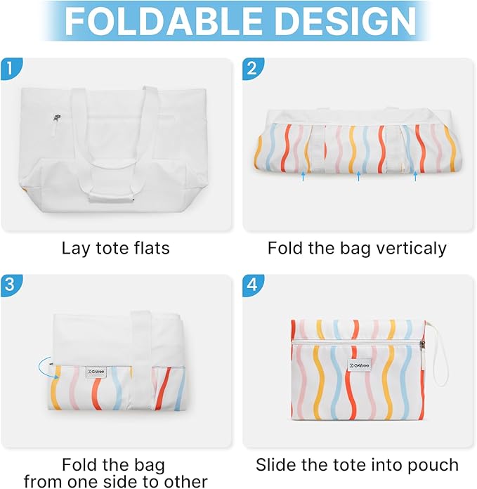 G4Free Beach Bag, Waterproof Beach Tote Pool Bags for Women | Compatible with Cup, Large Capacity Sandproof Foldable for Weekender Travel Swim - Image 6