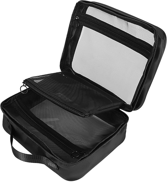 TSA Approved Toiletry Bag, Clear Makeup Bags with Multi Layer Mesh Pockets, Portable Large Capacity PVC Cosmetic Bags with Zipper for Travel Essentials by UEOE