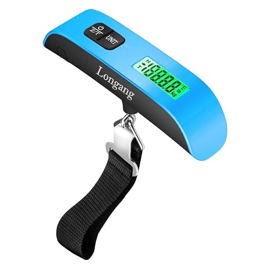 Digital Hanging Luggage Scale with Backlit for Travel, Portable Handheld Suitcase Weight Scale with Hook, 110 Pounds, Battery Included by Longang
