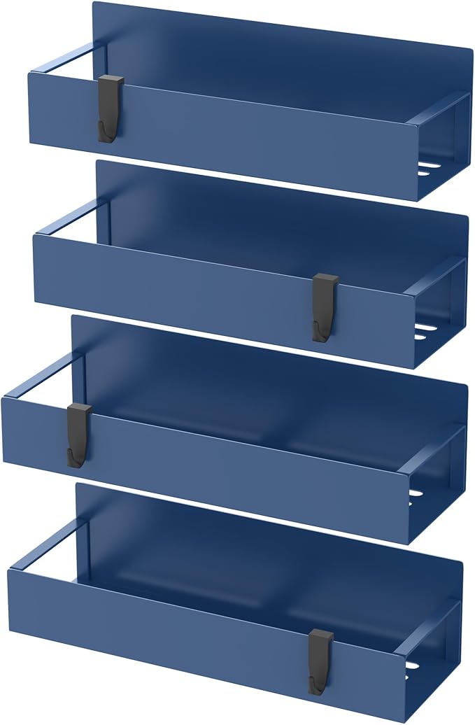 HuggieGems Metal Magnetic Spice Rack for Refrigerator Royal Blue, 4 Pack | Magnetic Shelves Heavy Duty for Fridge in Kitchen, Seasoning Storage Organizer, For Oven Washer and Dryer, For Heavier Items - Image 6