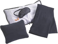 Lewis N. Clark Ultimate Comfort Set + Portable Travel Kit for Airplane, Includes Inflatable Pillow + Zippered Carrying Case, Cozy Fleece Blanket, Eye Mask for Sleeping & Foam Ear Plugs, Black by LewisNClark