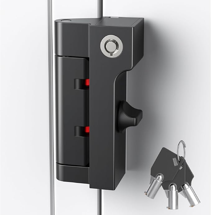 AST Home Security Door Reinforcement Lock, 1 Pack, Indoor Use, Childproof | Safety door lock, toddler proof security latch, kidproof door stopper with cylinder and snib, made of zinc alloy, matte black by ASTLockHardware
